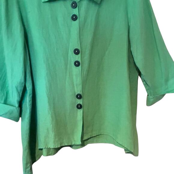 Habitat Tunic Top Green 100% Linen Preshrunk USA XL Minimalist Casual Coastal - Picture 4 of 12